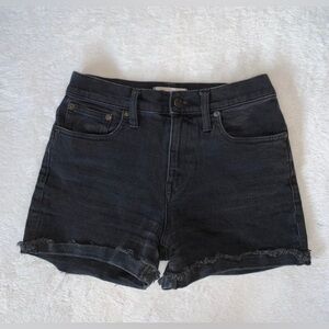 Madewell Shorts Women's 25 High Rise Denim Black Distressed Raw Hem Clint Wash